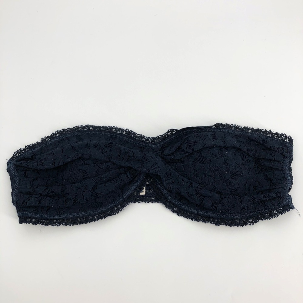 Vintage Y2K Abercrombie & Fitch Bandeau Lace Bralette Size M/L Navy Blue Padded‎